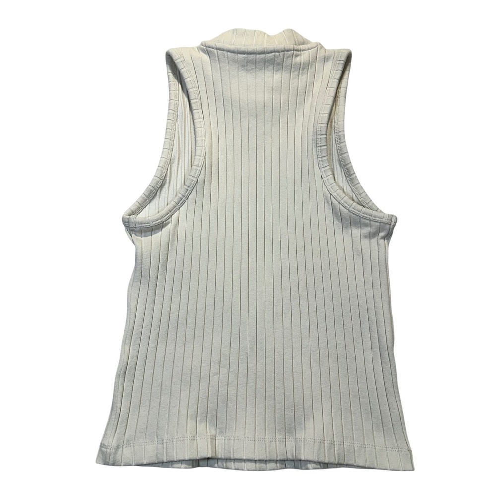 Vince Ribbed Mock Neck Tank Top Womens XS Cream Minimalist Chic Shell - Picture 7 of 8